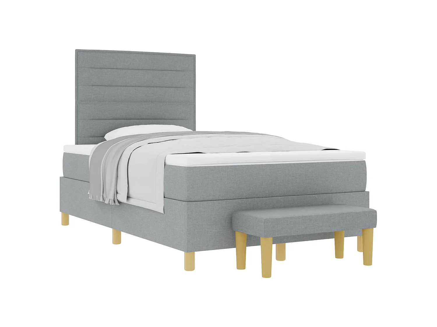Boxspring bed met hoofdeinde Lichtgrijs 190 x 120 cm Stof