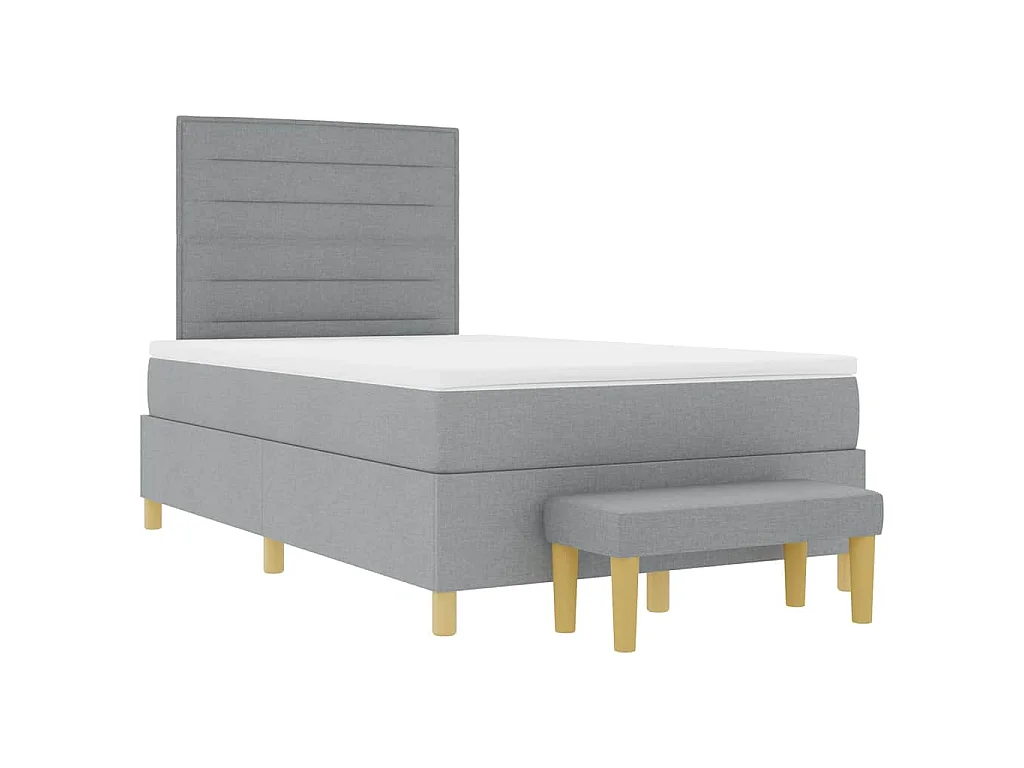 Boxspring bed met hoofdeinde Lichtgrijs 190 x 120 cm Stof