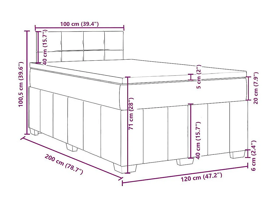 Boxspringbett mit Matratze Taupe 120x200 cm Stoff