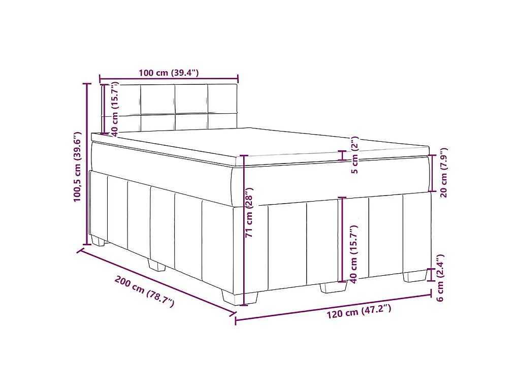 Boxspringbett mit Matratze Taupe 120x200 cm Stoff