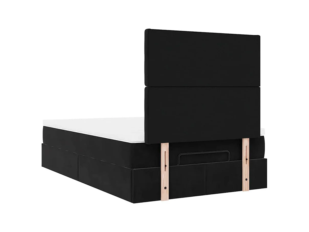 Ottoman-Bett mit Matratzen & LEDs Schwarz 120x200 cm Samt