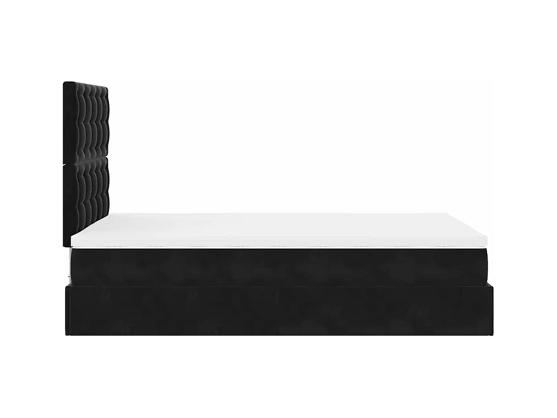 Ottoman-Bett mit Matratzen & LEDs Schwarz 120x200 cm Samt