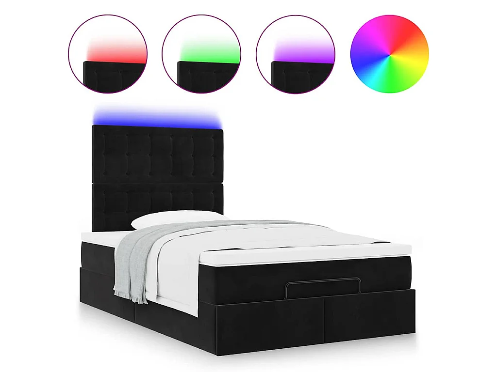 Struttura Letto Pouf con Materassi Nero 120x200 cm Velluto
