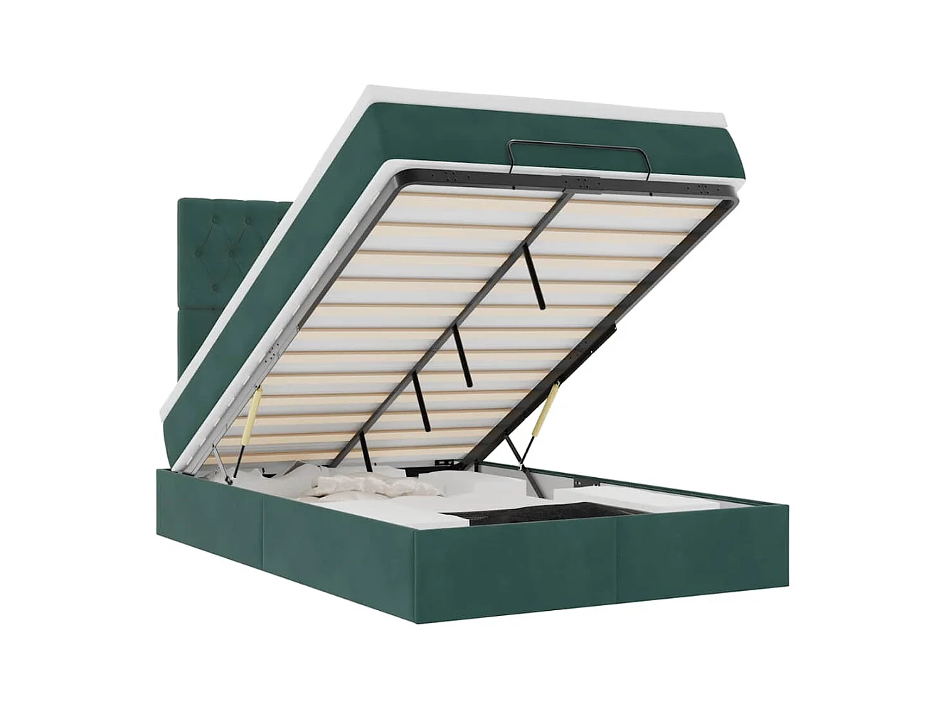Cadre de lit ottoman avec matelas vert foncé 120x190 cm velours