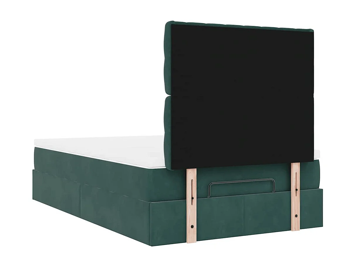 Cadre de lit ottoman avec matelas vert foncé 120x190 cm velours