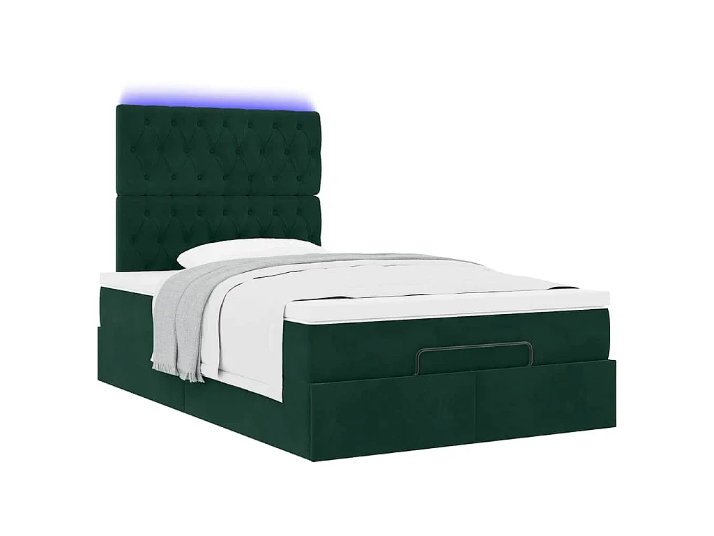 Cadre de lit ottoman avec matelas vert foncé 120x190 cm velours