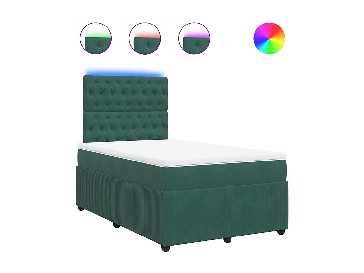 Cama boxspring com colchão 120x190 cm veludo verde-escuro