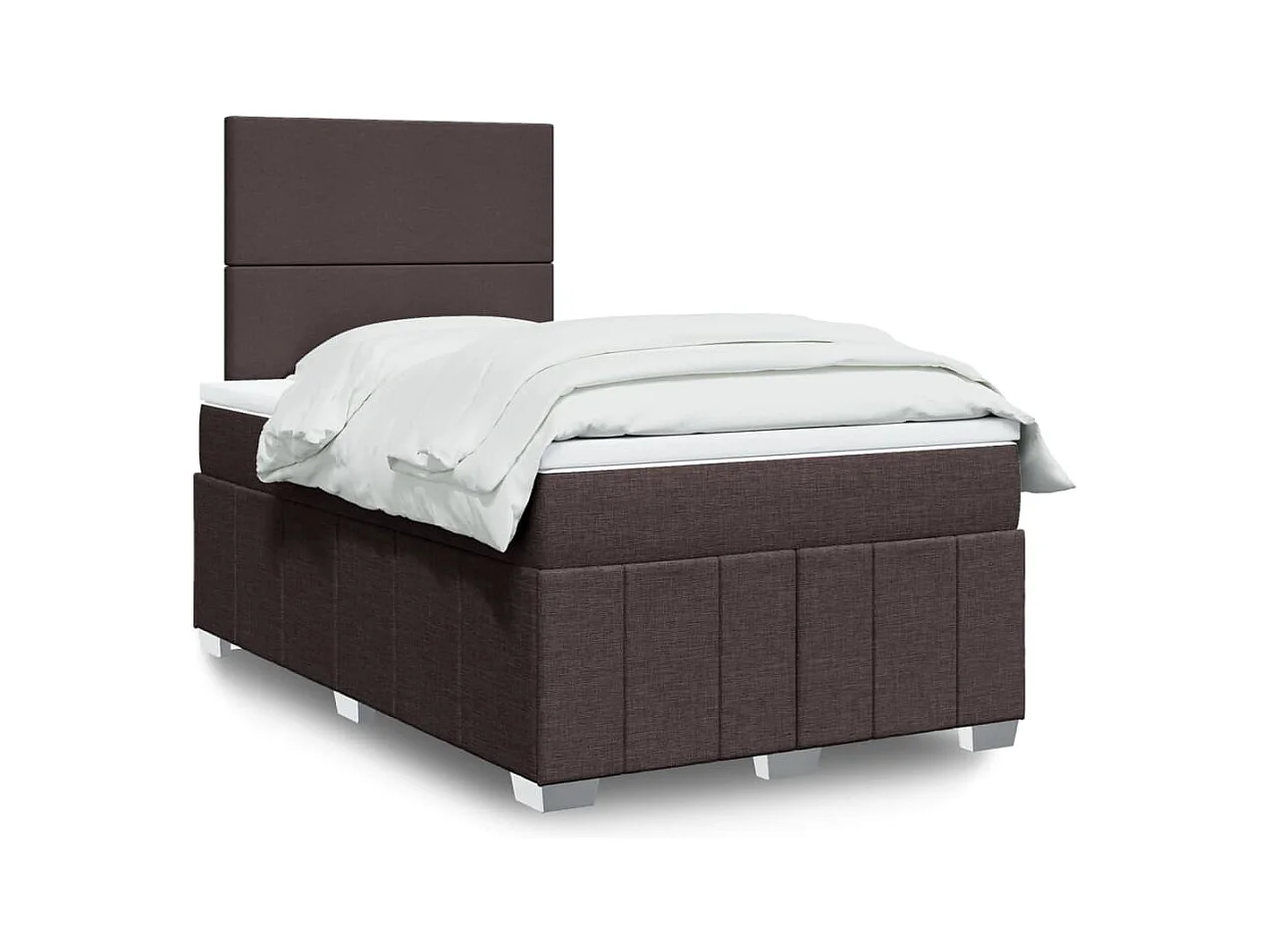 Sommier à lattes de lit et matelas marron foncé 120x190cm tissu