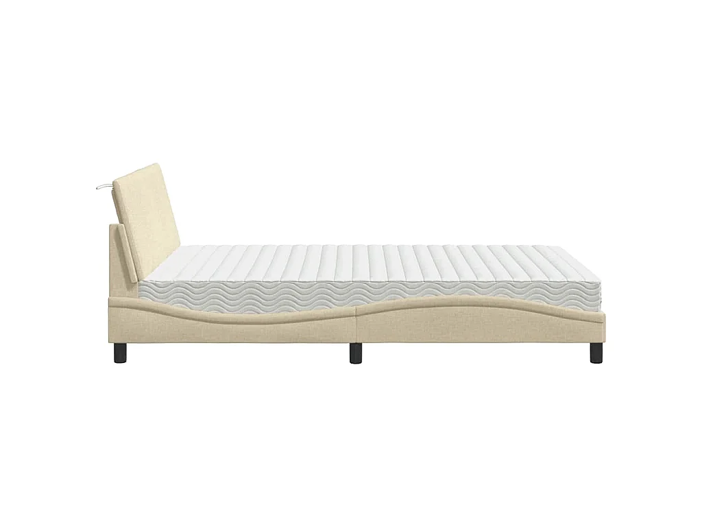 Bed met matras "Hanko" stof crèmekleurig 120x200 cm