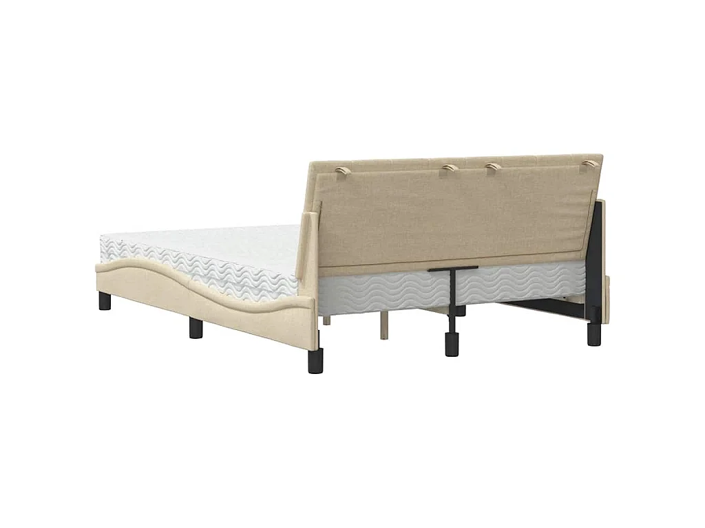 Bed met matras "Hanko" stof crèmekleurig 120x200 cm