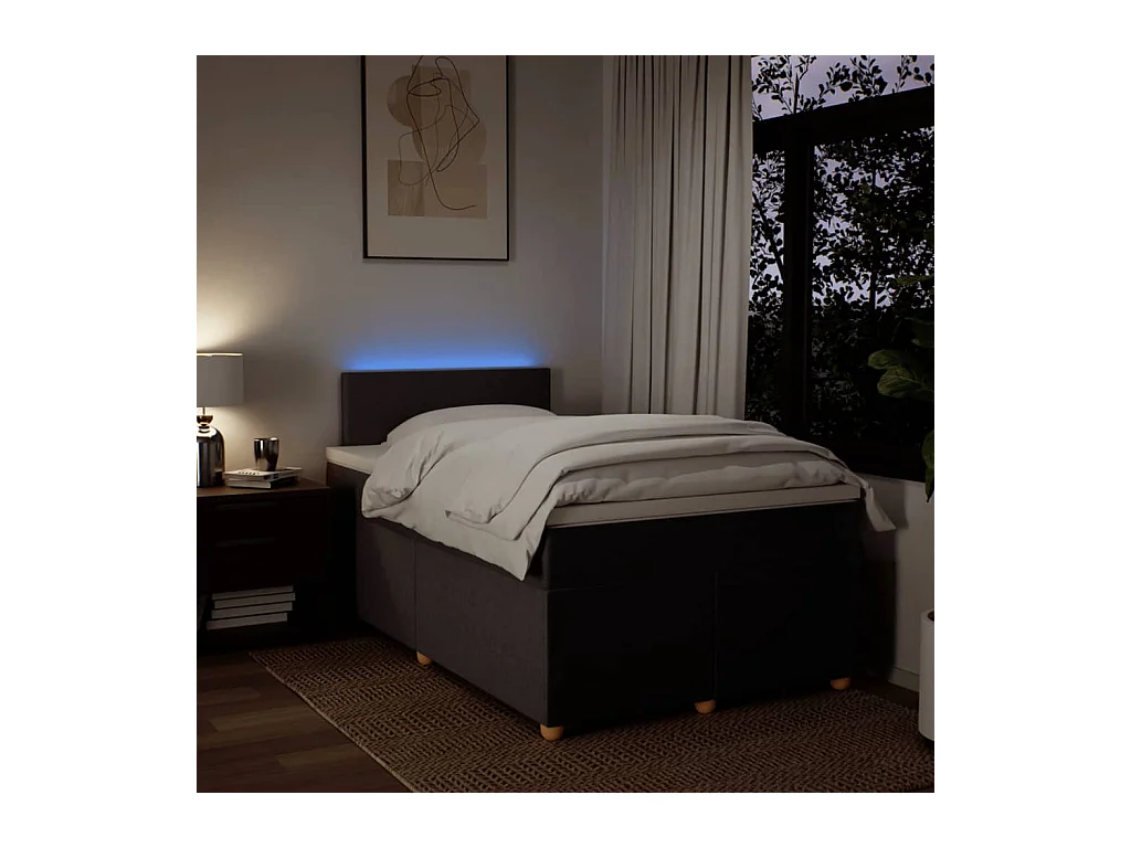 Sommier à lattes de lit et matelas marron foncé 120x190cm tissu