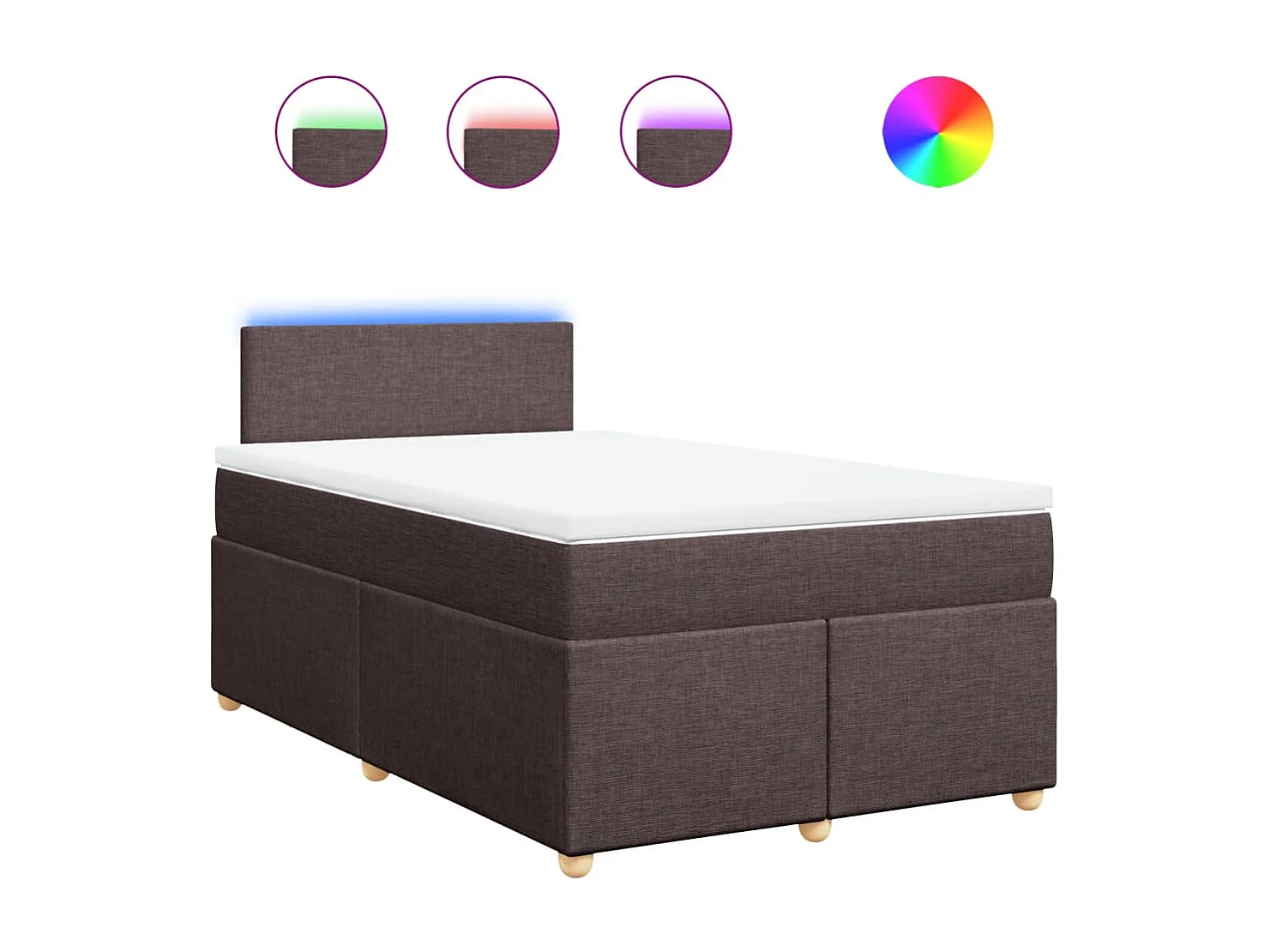 Giroletto a Molle con Materasso Marrone Scuro 120x190cm Tessuto