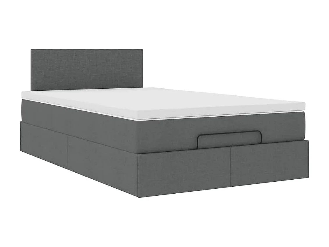 Lit ottoman avec matelas et LED gris foncé 120x200 cm tissu