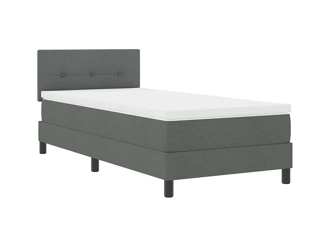 Lit boxspring avec matelas Gris foncé 100 x 200 cm tissu
