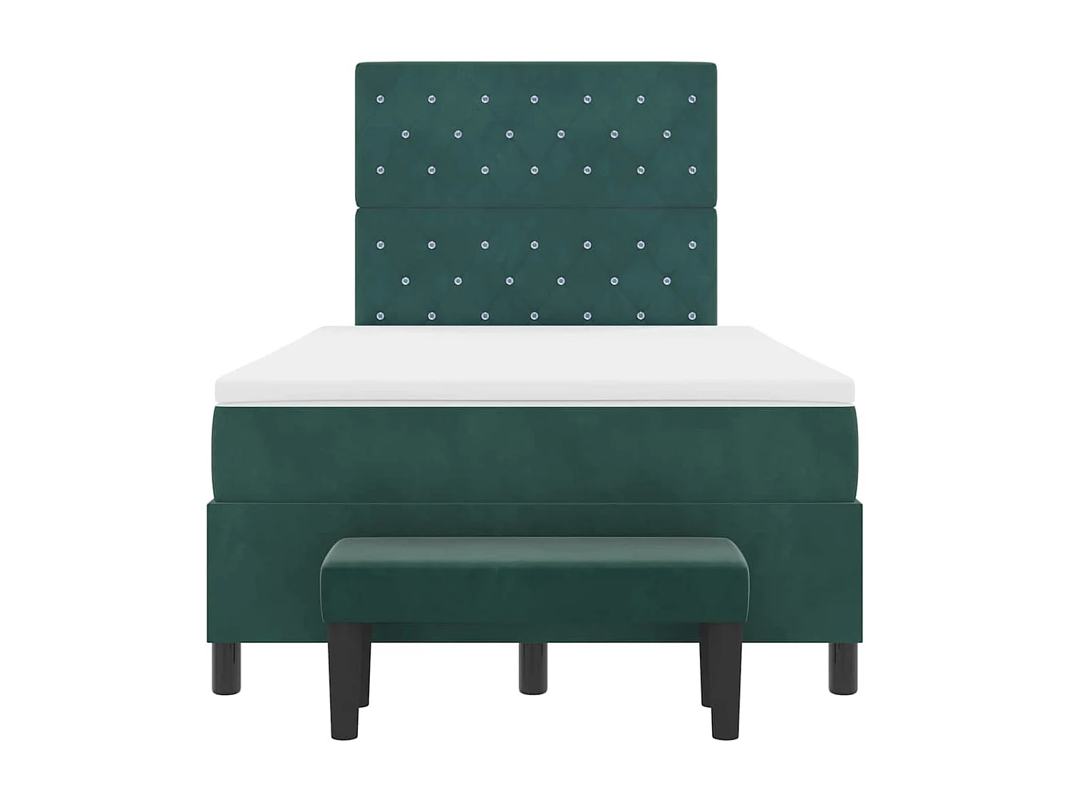 Cama Box com colchão Verde-escuro 120 x 190 cm Veludo
