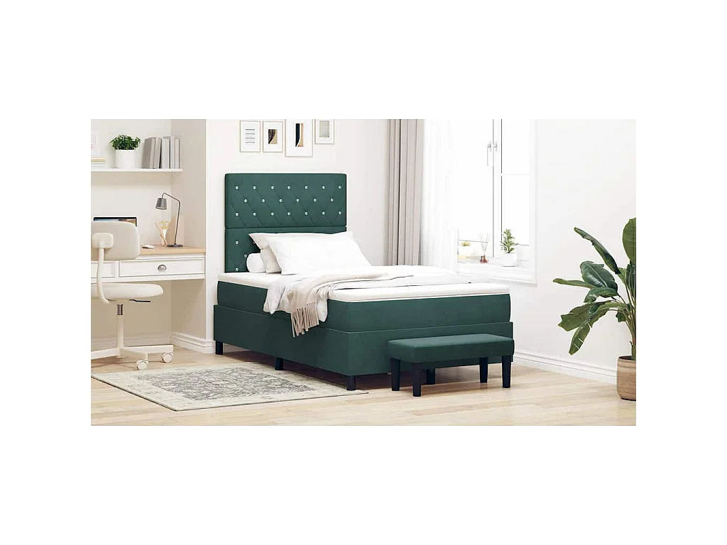 Boxspring bed met hoofdeinde Donkergroen 190 x 120 cm Fluweel