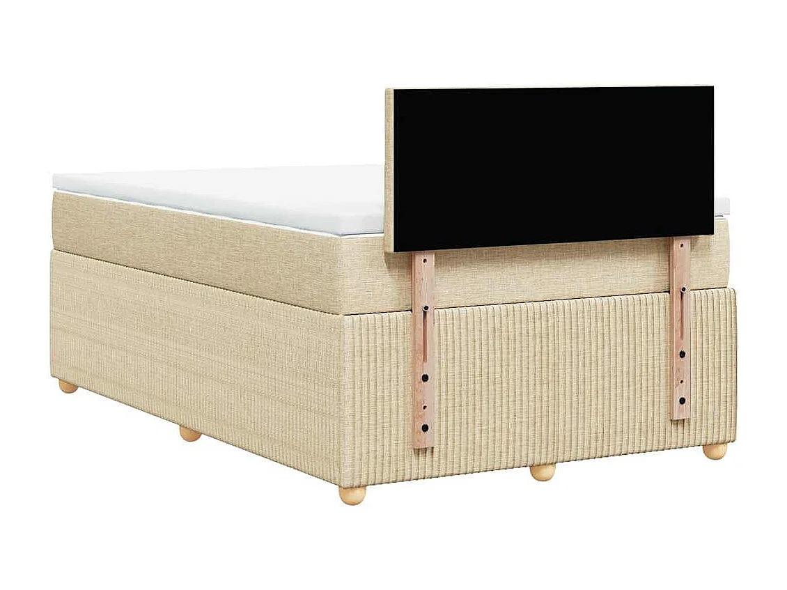 Cama box spring con colchón tela color crema 120x190 cm