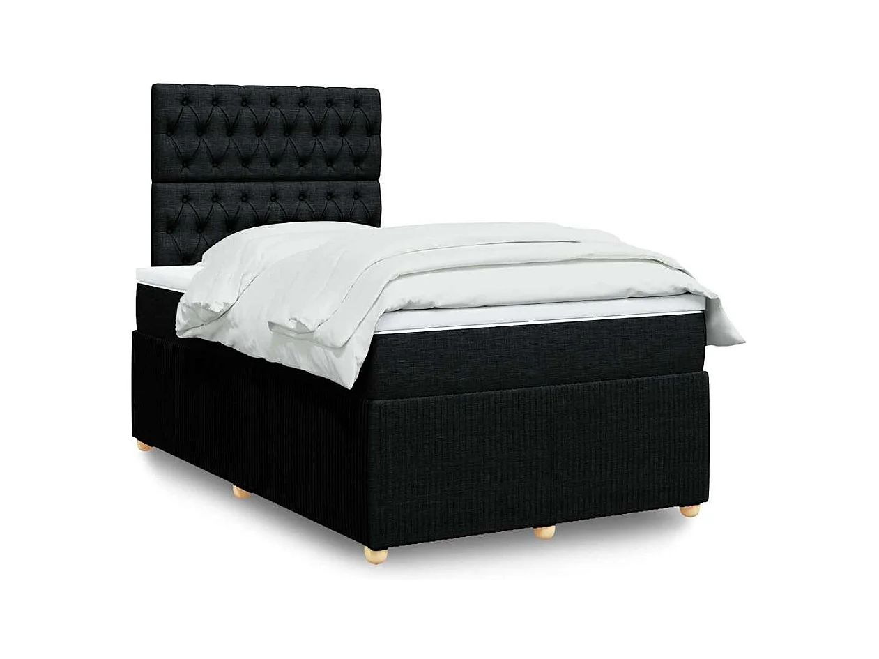 Sommier à lattes de lit avec matelas noir 120x190 cm tissu