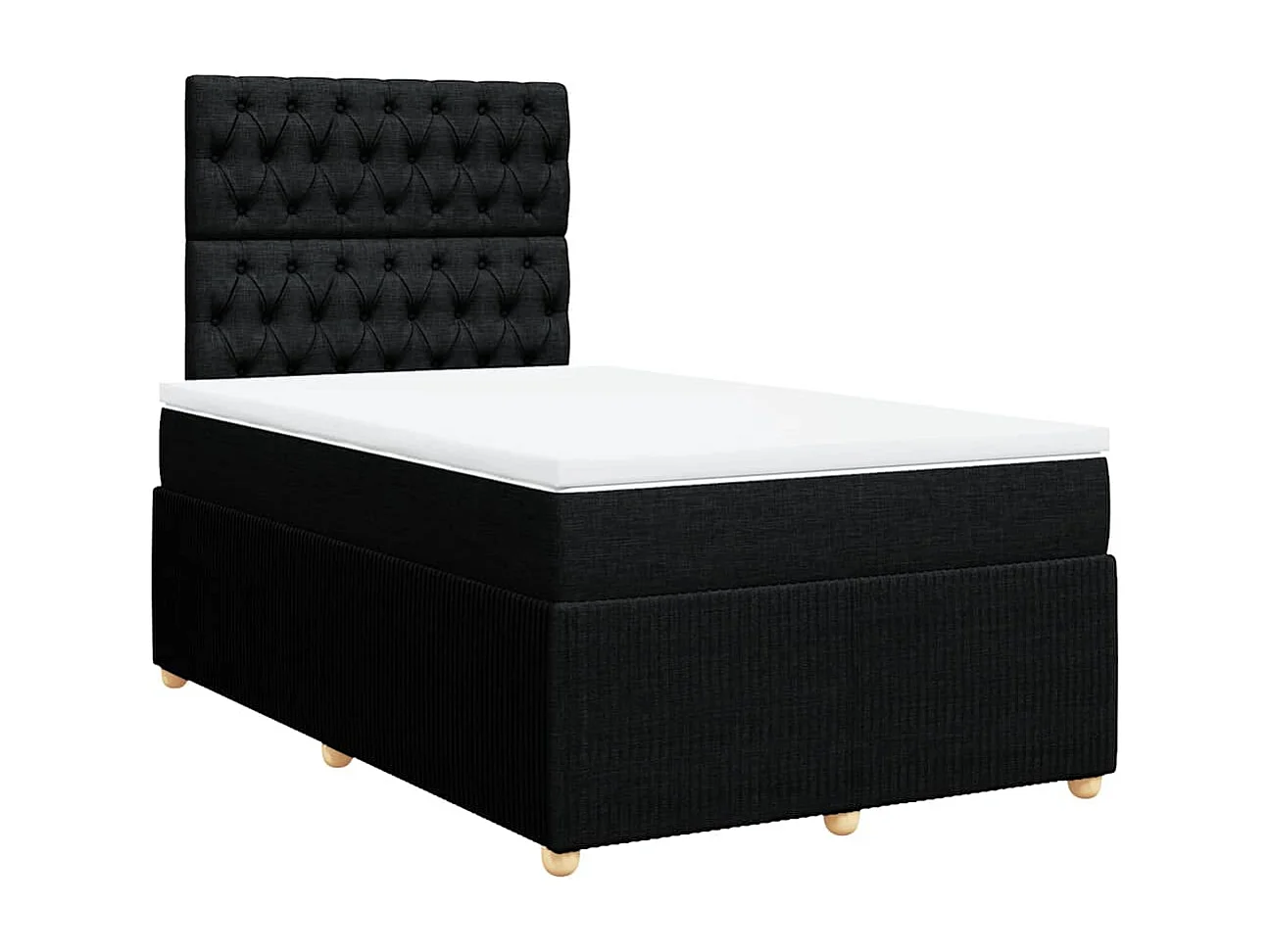 Cama box spring con colchón tela negro 120x190 cm