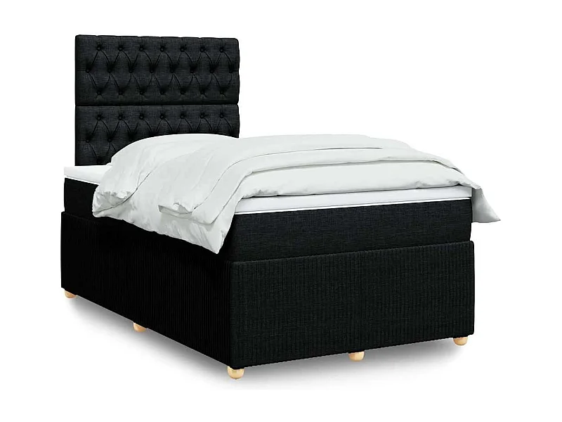 Cama box spring con colchón tela negro 120x190 cm