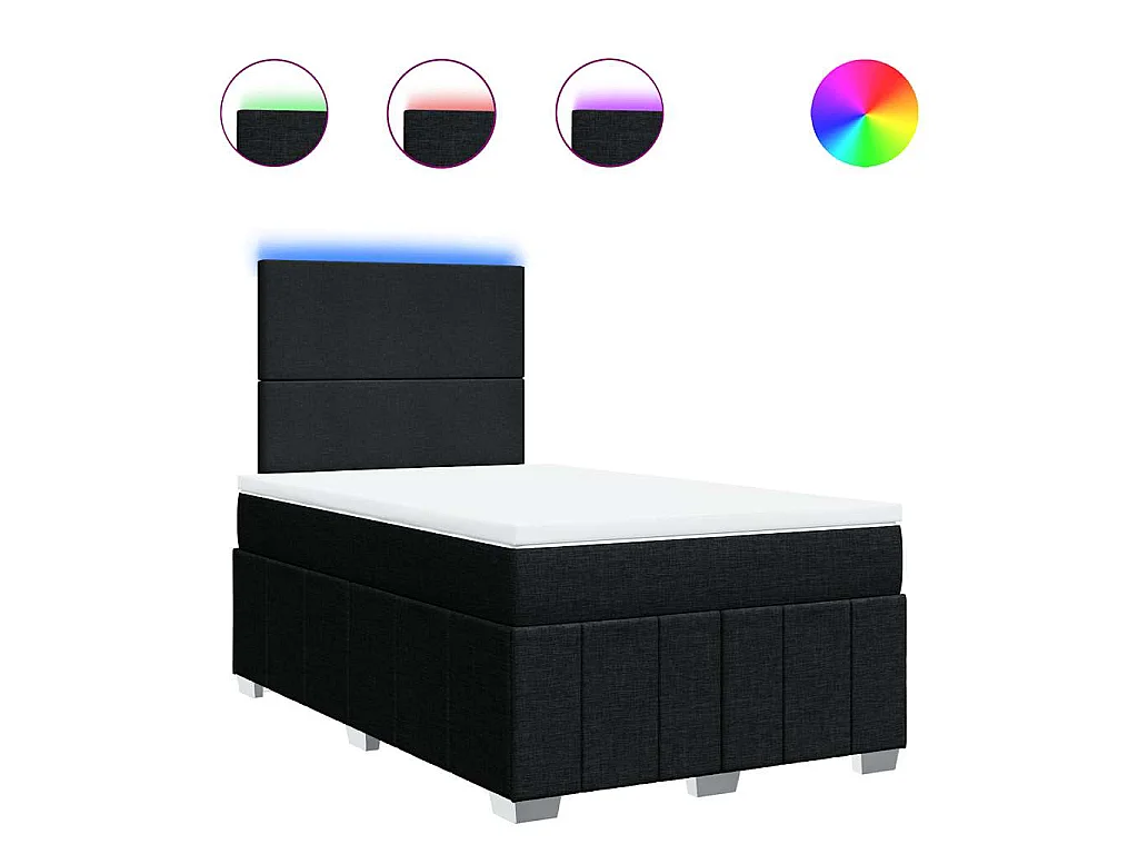 Cama box spring con colchón tela negro 120x190 cm