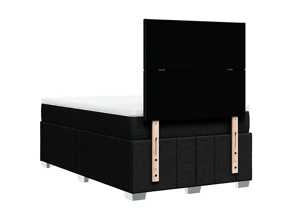 Cama box spring con colchón tela negro 120x190 cm