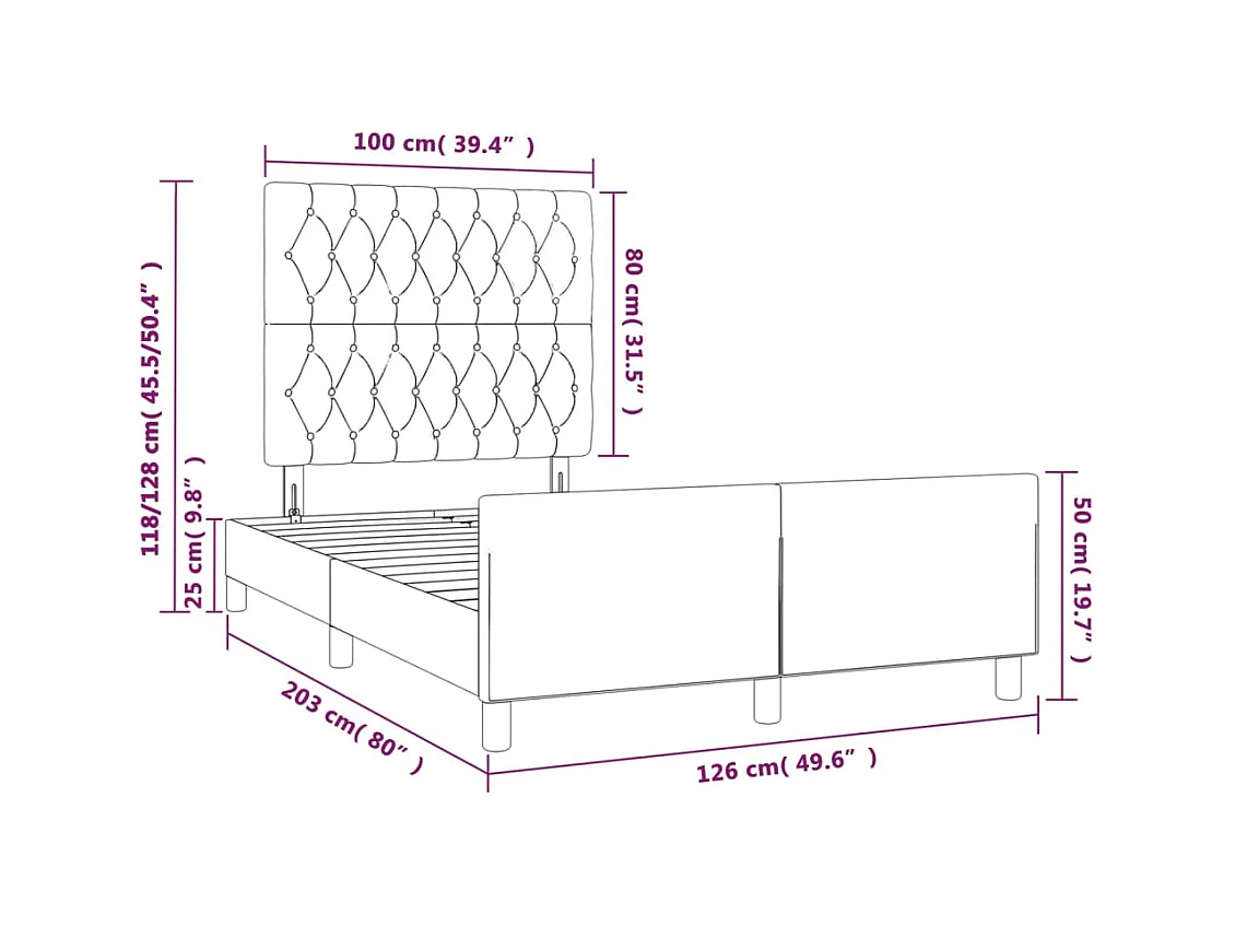 Bettgestell ohne Matratze Dunkelgrau 120x200 cm Stoff