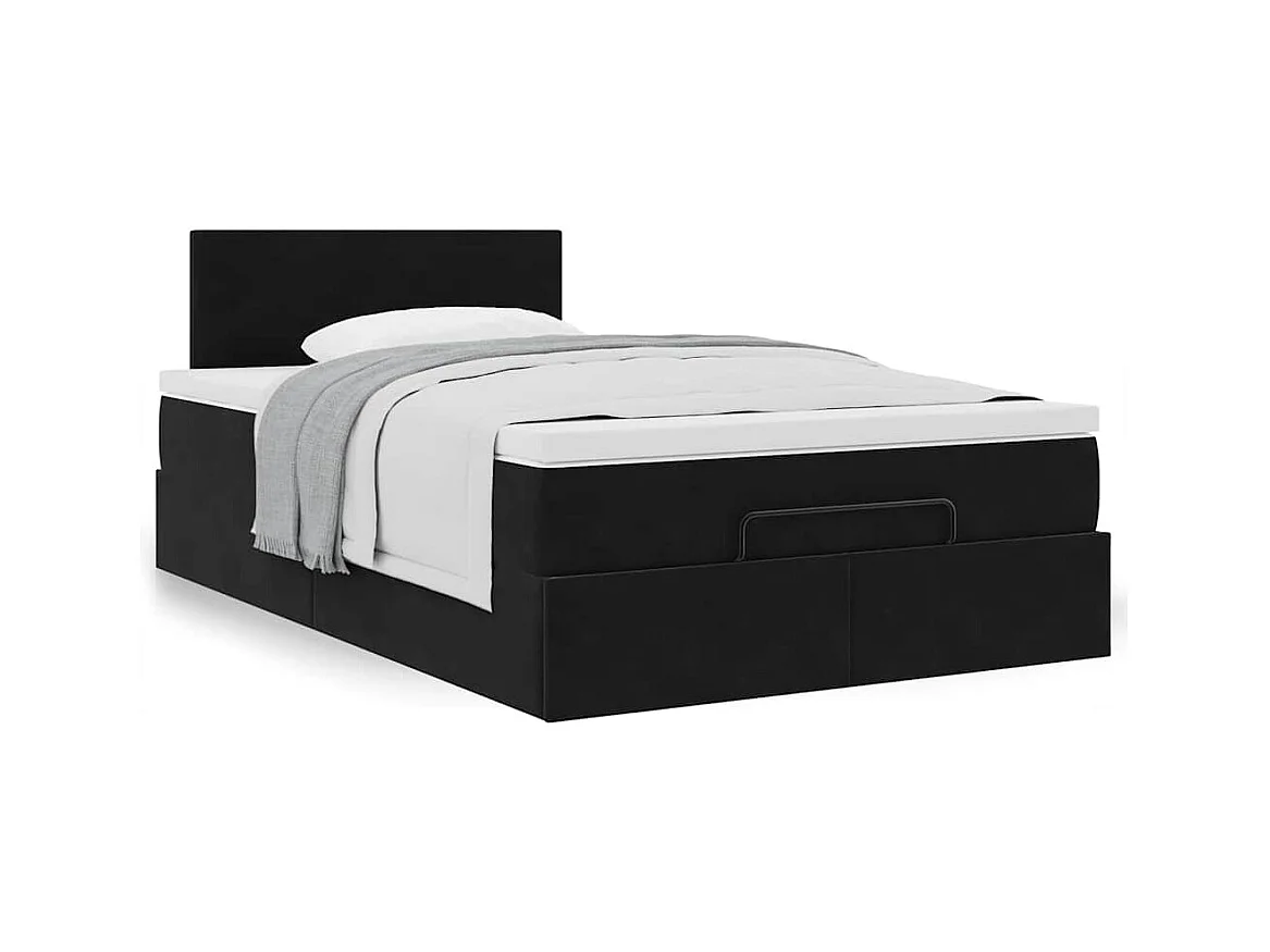 Lit ottoman avec matelas noir 120x190 cm velours