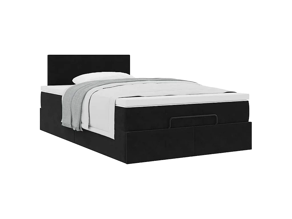 Estructura de cama otomana colchón terciopelo negro 120x200cm