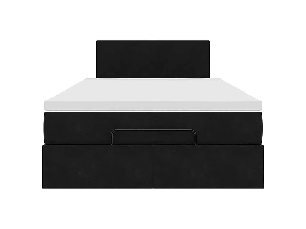 Estructura de cama otomana colchón terciopelo negro 120x200cm