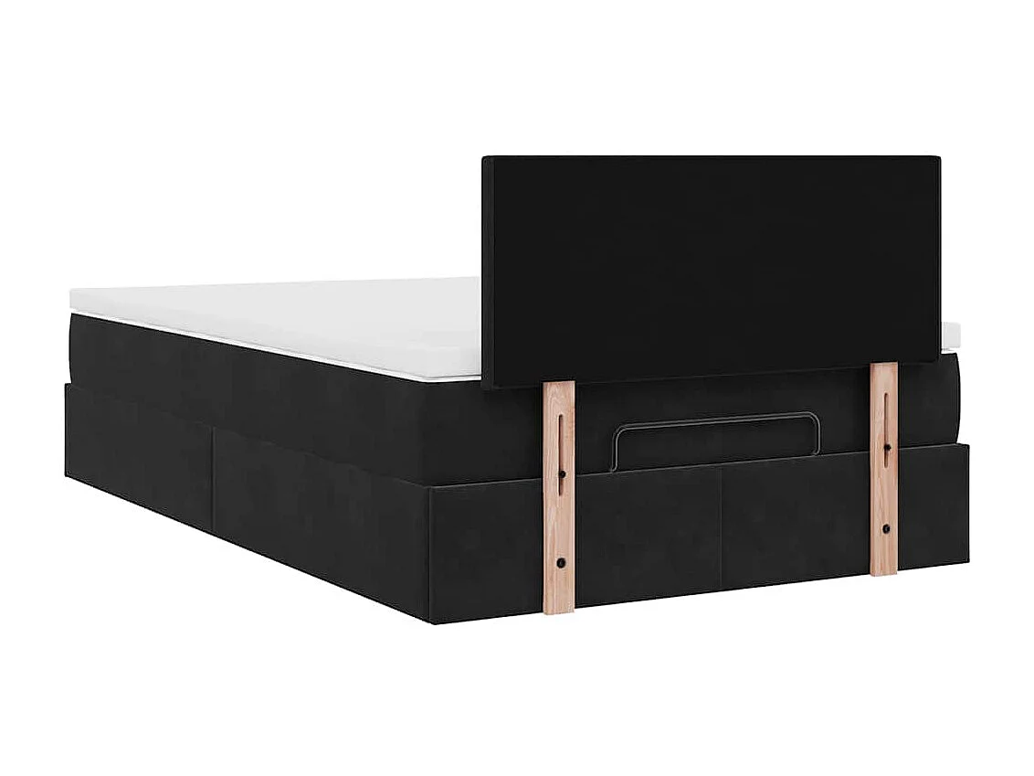 Estructura de cama otomana colchón terciopelo negro 120x200cm