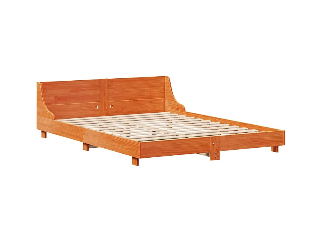 Cadre de lit sans matelas cire marron 120x190cm bois pin massif