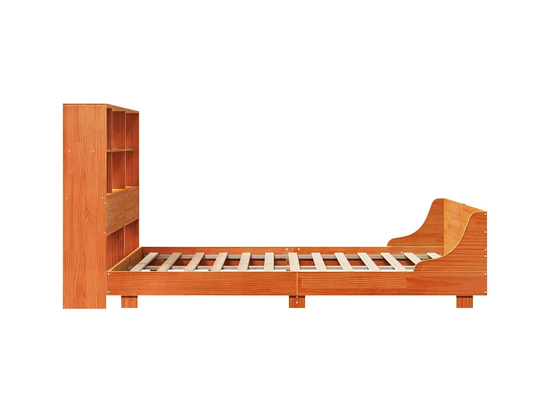 Cadre de lit sans matelas cire marron 120x190cm bois pin massif