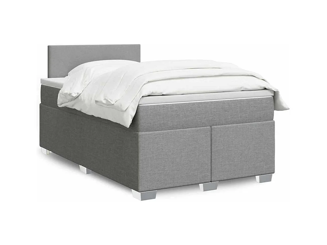 Sommier à lattes de lit et matelas gris clair 120x190 cm tissu