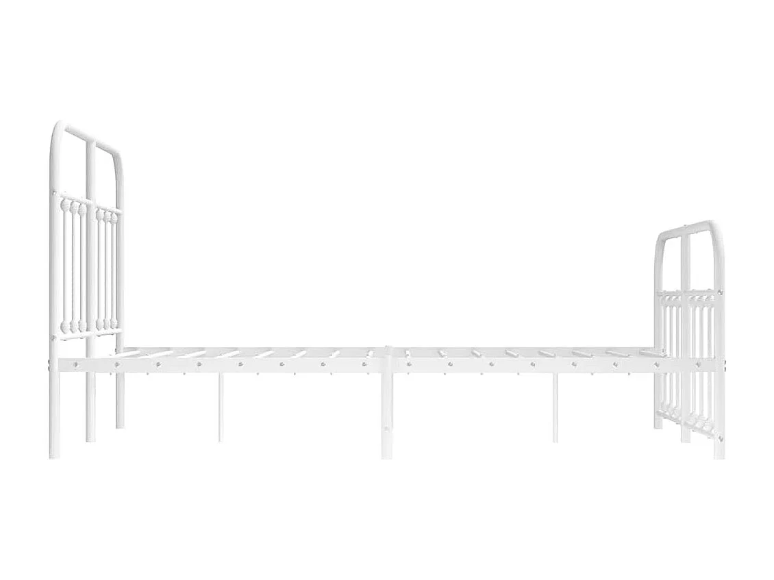 Cadre de lit métal sans matelas et pied de lit blanc 120x190 cm