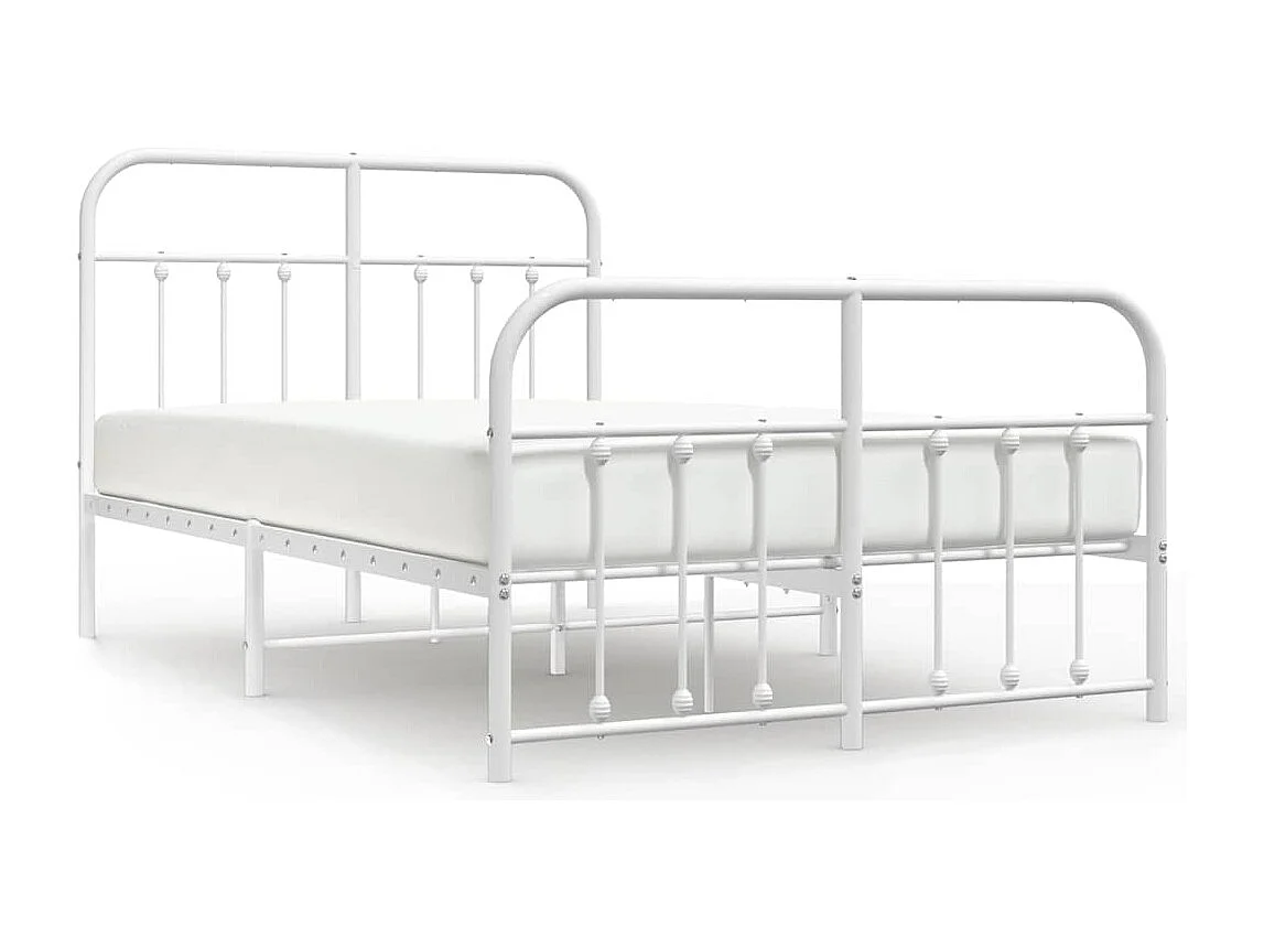 Giroletto con Testiera e Pediera Metallo Bianco 120x190 cm