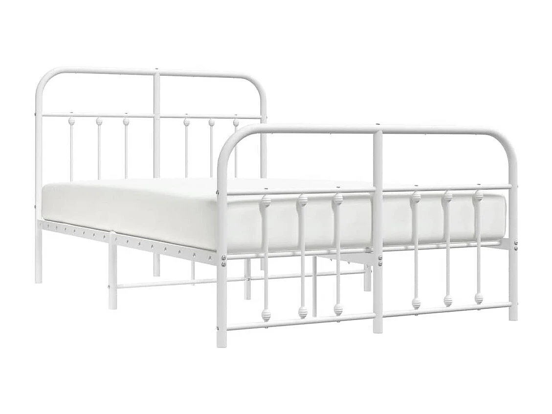 Giroletto con Testiera e Pediera Metallo Bianco 120x190 cm