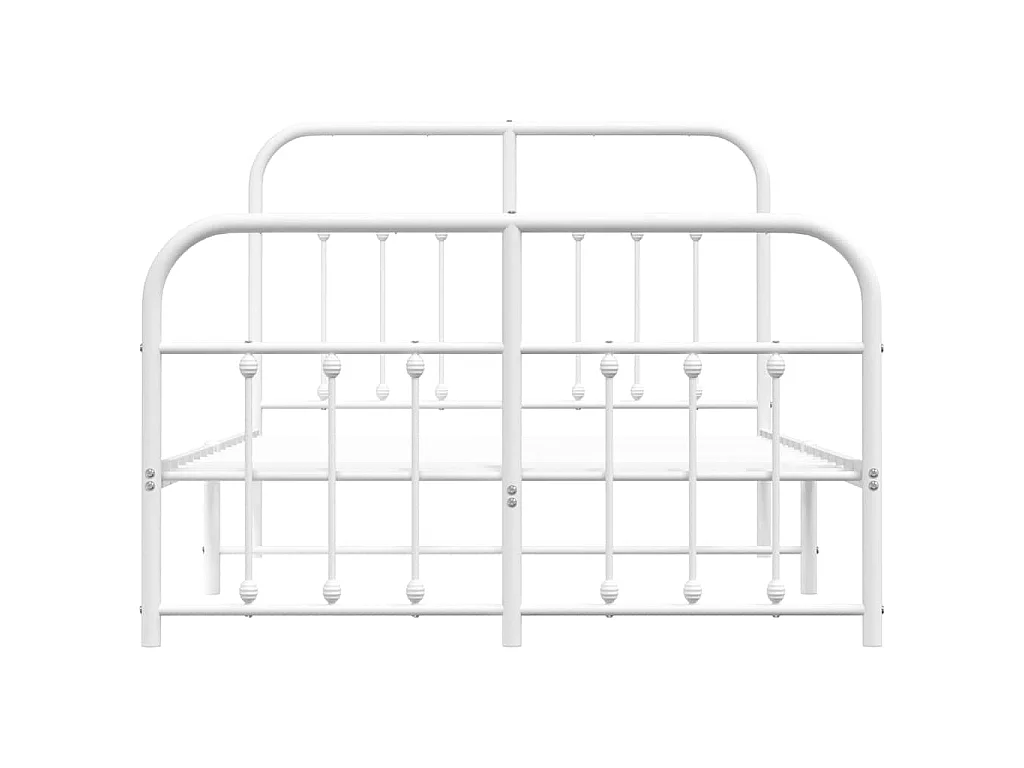Cadre de lit métal sans matelas et pied de lit blanc 120x190 cm