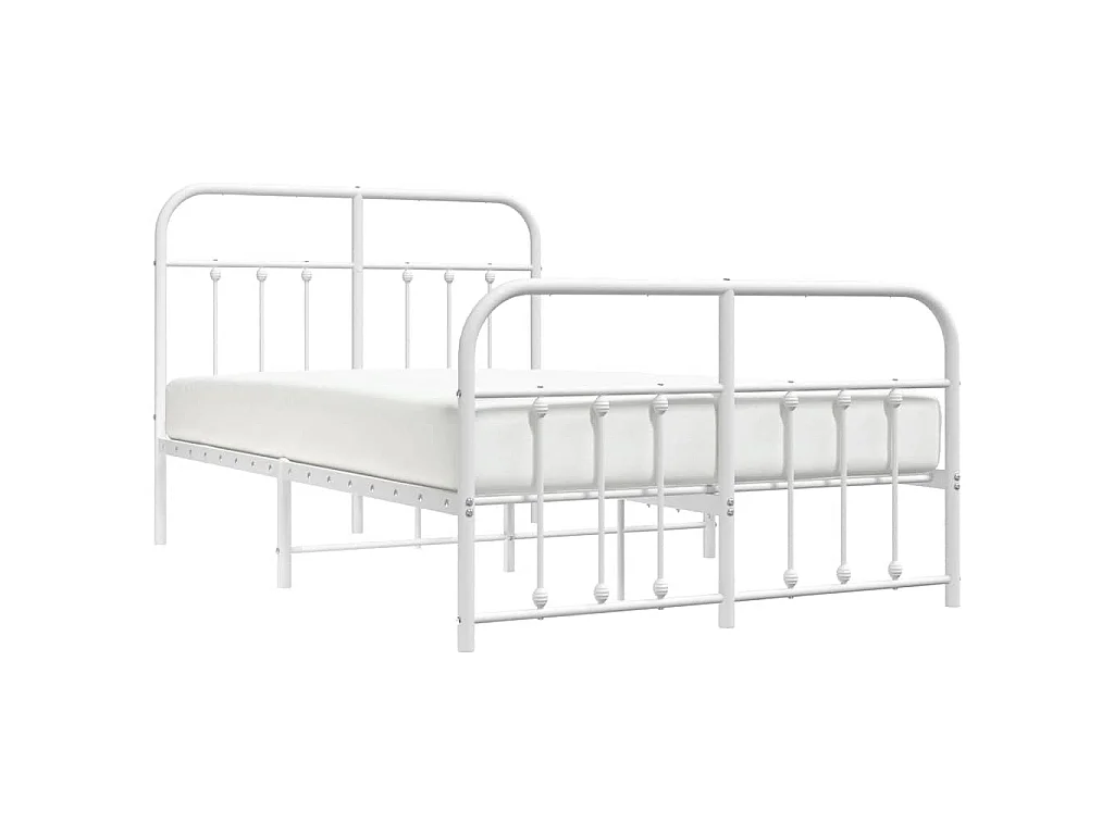 Bedframe met hoofd- en voeteneinde metaal wit 120 x 190 cm