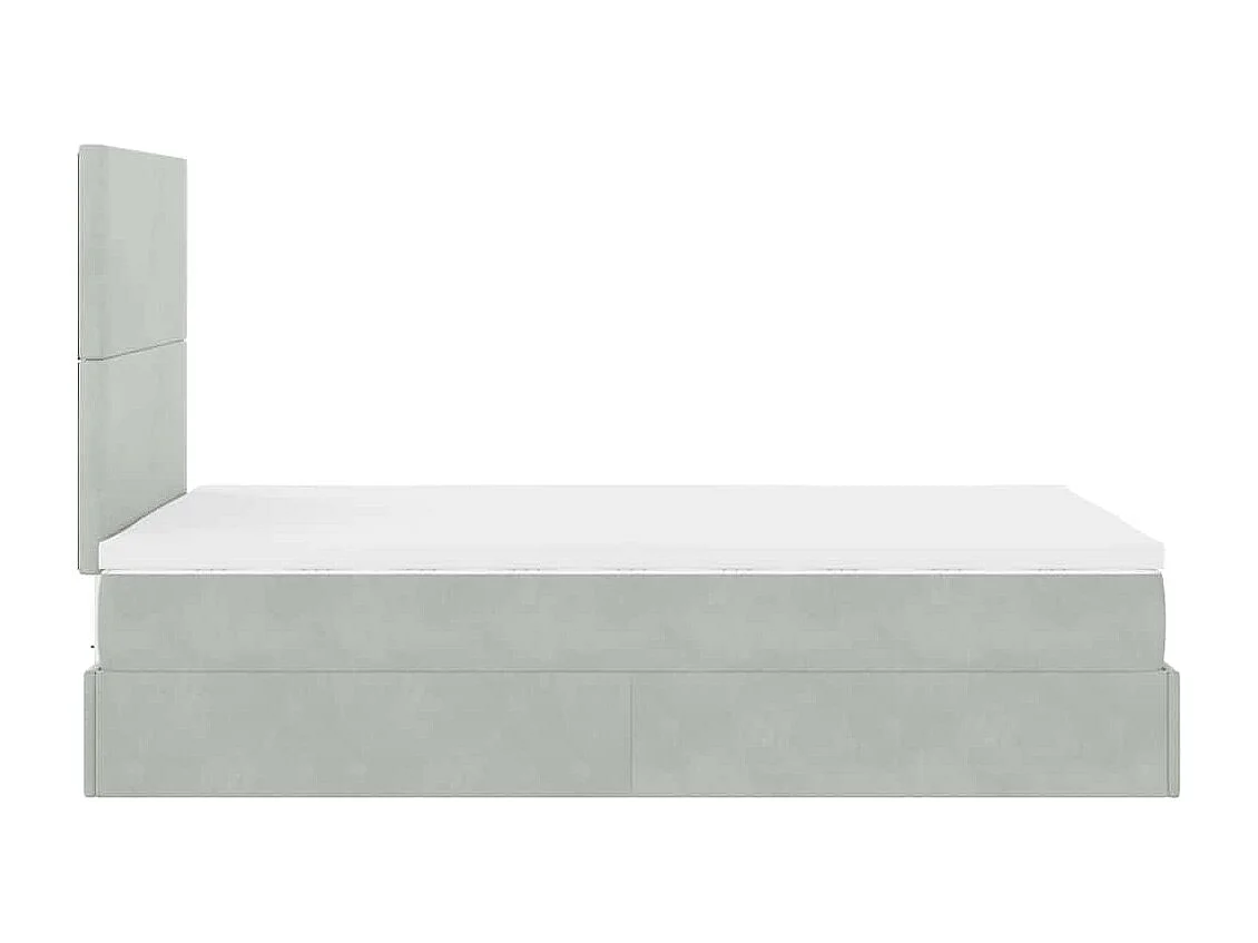 Ottoman-Bett mit Matratzen & LEDs Hellgrau 120x200 cm Samt