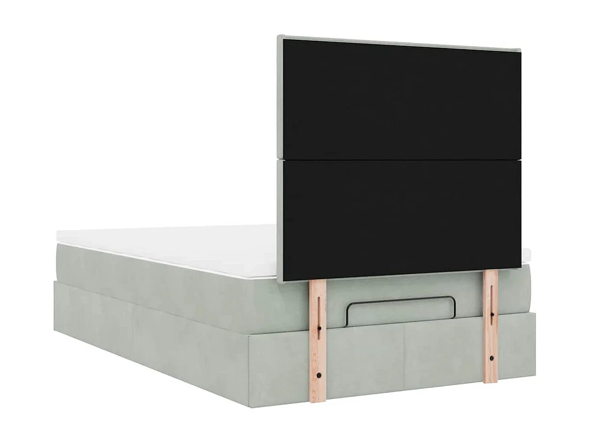 Ottoman-Bett mit Matratzen & LEDs Hellgrau 120x200 cm Samt