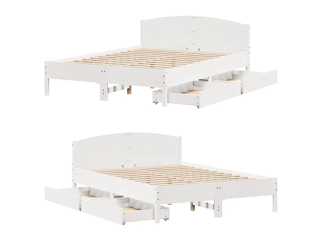 Estructura de cama sin colchón madera de pino blanca 120x200 cm