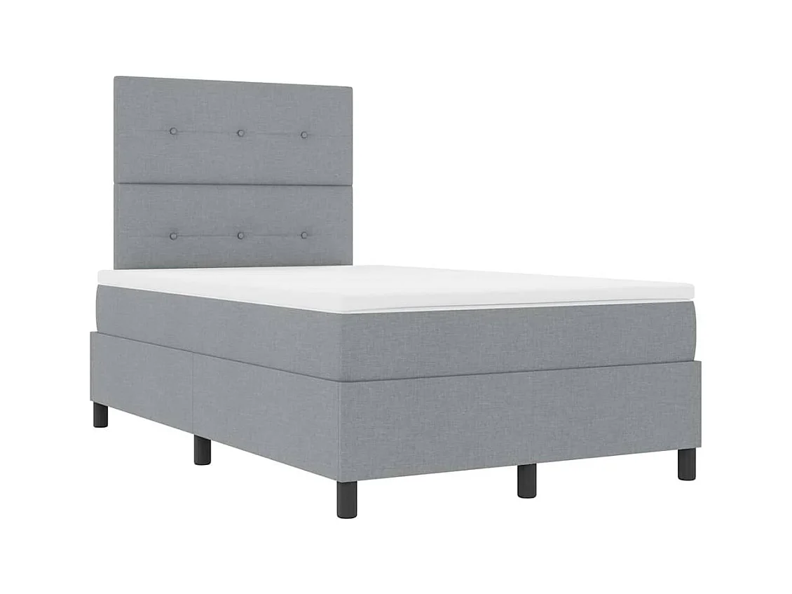 Lit à ressorts avec matelas Gris clair 120 x 200 cm tissu