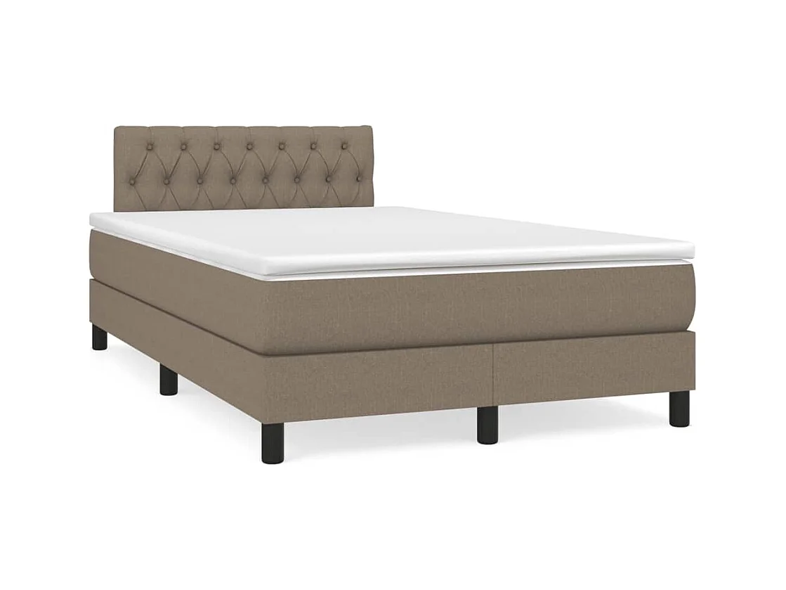 Cama box spring con colchón tela gris taupe 120x190 cm