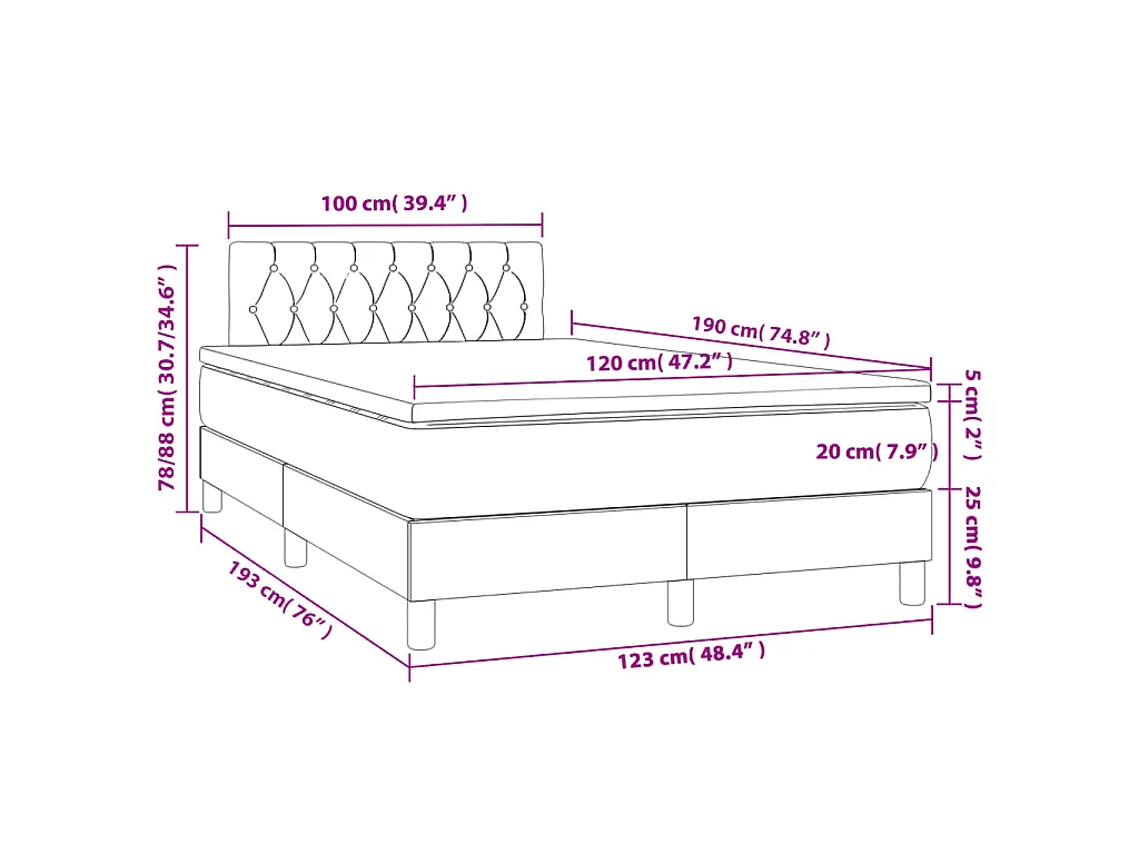 Boxspringbett mit Matratze Taupe 120x190 cm Stoff