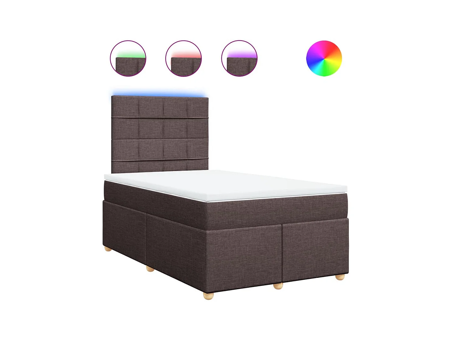 Giroletto a Molle con Materasso Marrone Scuro 120x200cm Tessuto