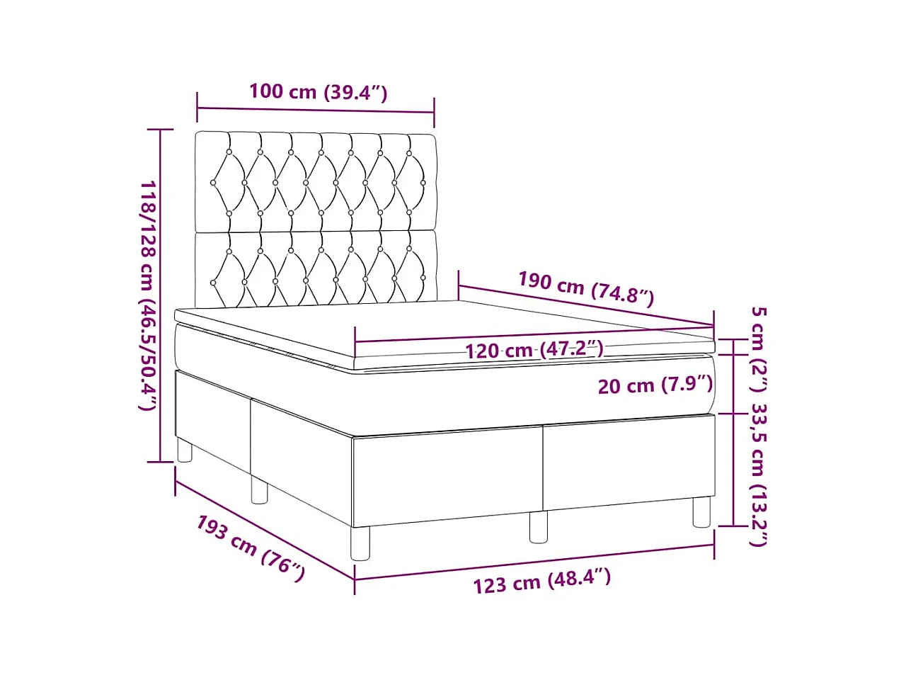 Sommier à lattes de lit avec matelas rose 120x190 cm velours