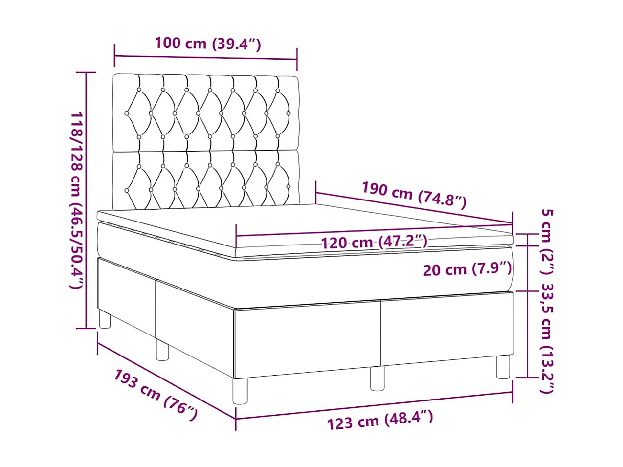 Sommier à lattes de lit avec matelas rose 120x190 cm velours