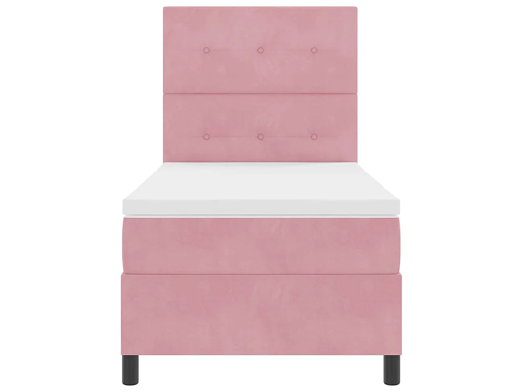 Letto a molle con testiera Rosa 100 x 200 cm Velluto