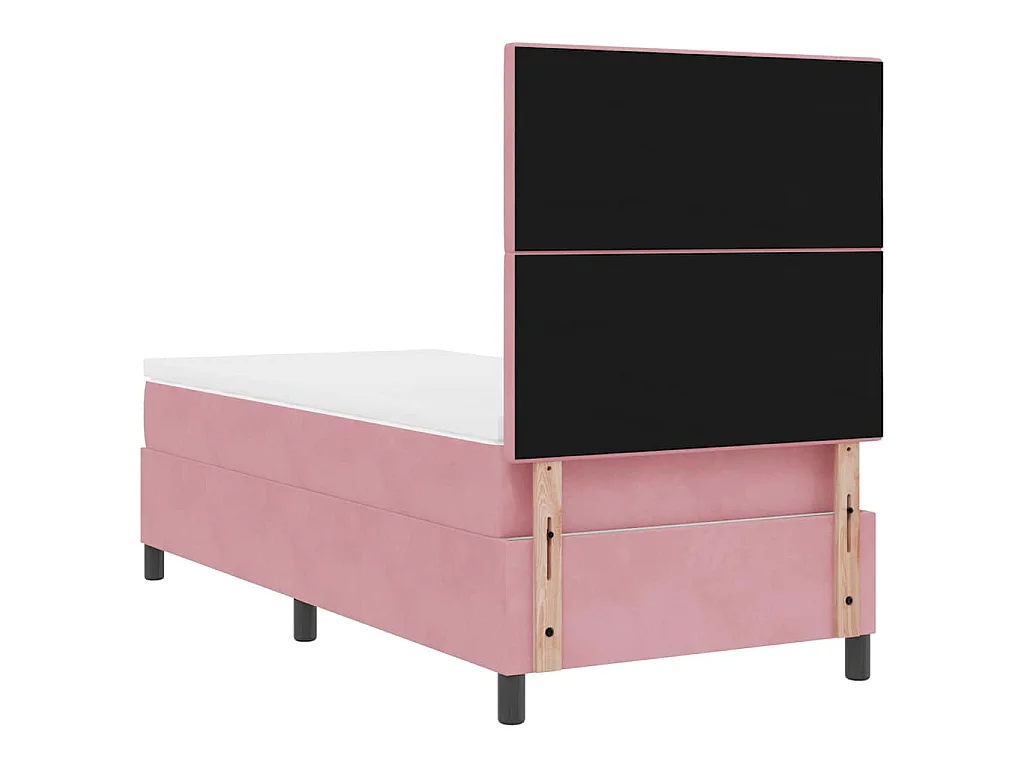 Letto a molle con testiera Rosa 100 x 200 cm Velluto